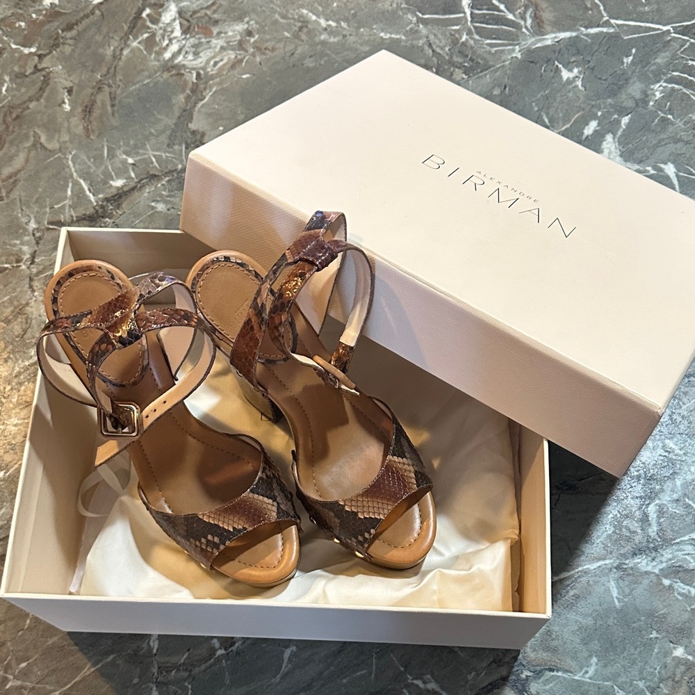 Alexandre Birman Brown Exotic Python Leather Heels - image 5